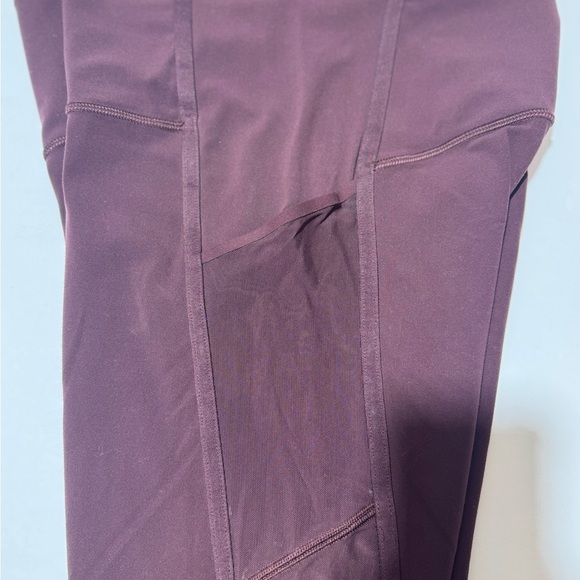 ATHLETA Leggings Women's Medium Burgundy Vitality Stash Pocket 7/8 S Tight Mesh - Picture 13 of 15